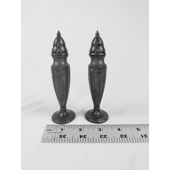 Vintage Astor by Poole Salt & Pepper Shakers Pewter Silver Plated Tableware USA - Picture 2 of 8